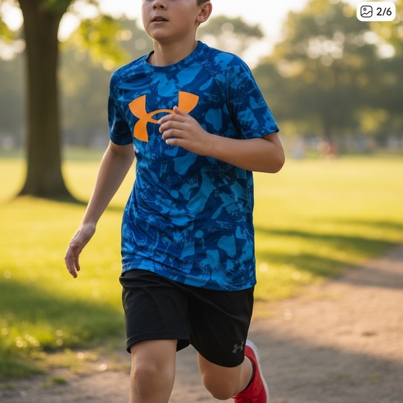 NWT Under Armour Boys Loose Fit Tech Big Logo Raglan Sleeved Athletic T Shirt - Picture 8 of 9